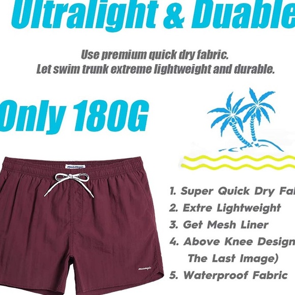 Small maamgic Mens Swim Trunks 5" with Mesh Lining Quick Dry Bathing Suits Swim - Picture 5 of 7